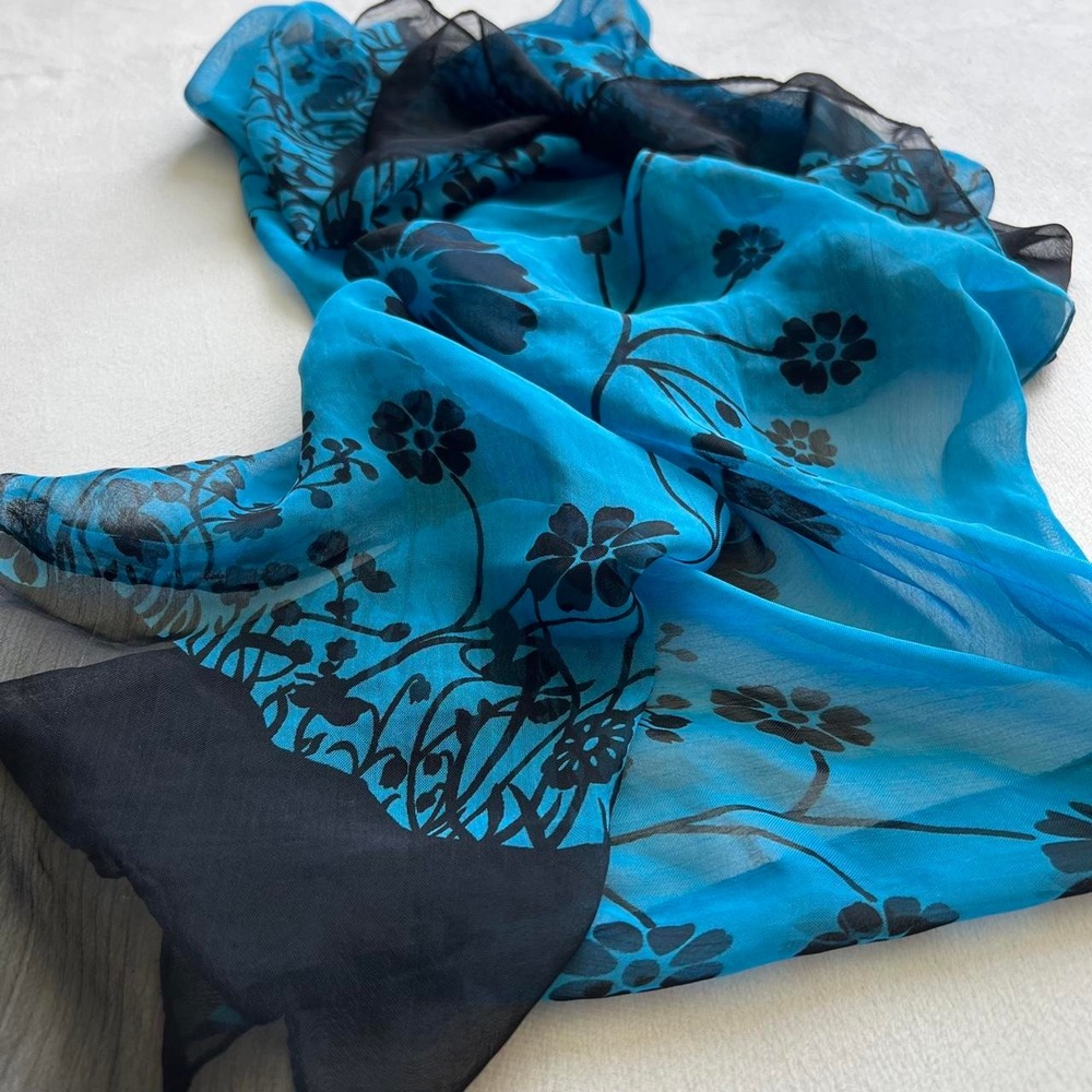 Fairy Black Blue scarf Sheer Hip Scarf Pretty Whimsical Goth Bag Accessory